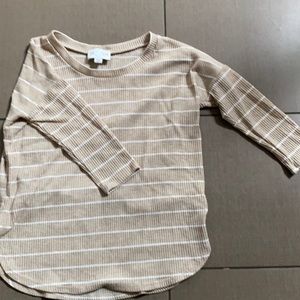 Jun&Ivy waffle knit striped top (tan & white)